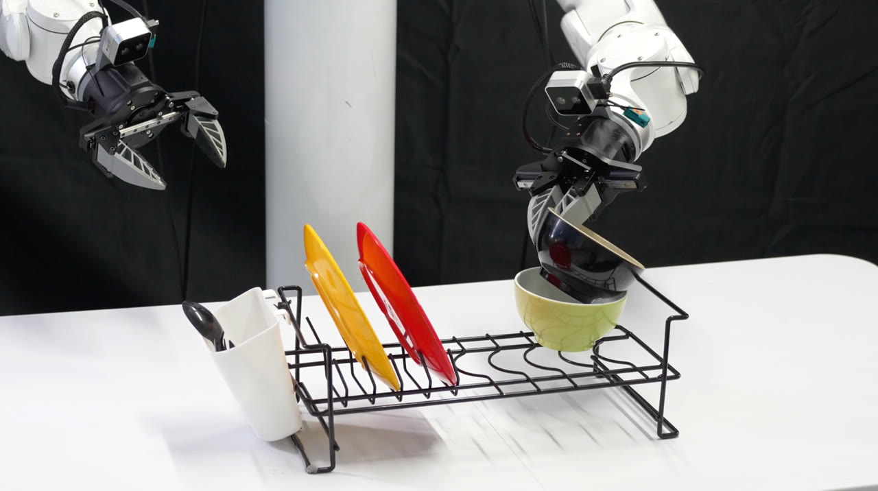 A Riemann-1.0 controlled dual-arm robot performing kitchen manipulation